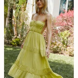 YELLOW Free People Taking Sides Maxi Dress